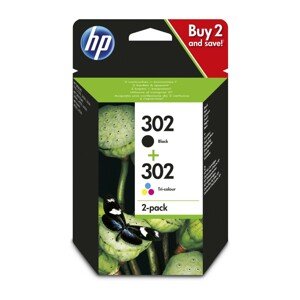 Inkoustová náplň HP 302 dvojbalení černé a tříbarevné (X4D37AE#301)