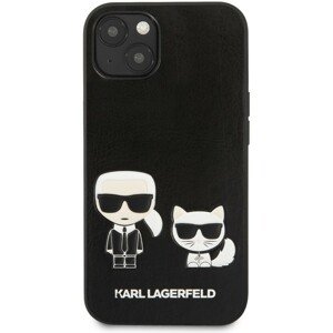 Karl Lagerfeld and Choupette PU Leather Cover iPhone 13 černý