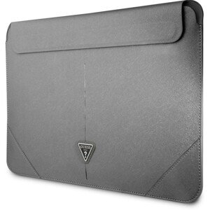 Guess Saffiano Triangle Metal Logo Computer Sleeve 13/14" stříbrný