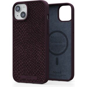 NJORD Salmon Leather Magsafe kryt iPhone 15 Plus vínový