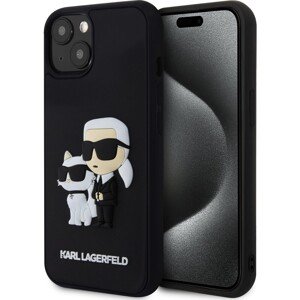 Karl Lagerfeld 3D Rubber Karl and Choupette kryt iPhone 14 černý