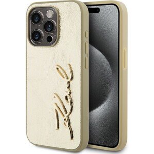 Karl Lagerfeld Wrinkled PU Signature Logo zadní kryt iPhone 15 Pro zlatý