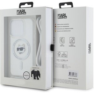 Karl Lagerfeld IML Crossbody Choupette Head MagSafe zadní kryt iPhone 15 Pro čirý