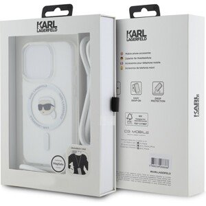 Karl Lagerfeld IML Crossbody Karl Head MagSafe zadní kryt iPhone 15 Pro čirý