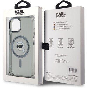 Karl Lagerfeld IML Karl Head Metal Frame MagSafe zadní kryt iPhone 15 černý