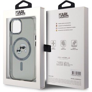 Karl Lagerfeld IML K&CH Heads Metal Frame MagSafe zadní kryt iPhone 15 černý