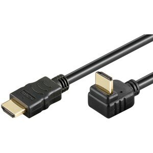 PremiumCord HDMI High Speed+Ethernet kabel, zlacený zahnutý konektor 270° 10m