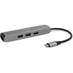 iWant SLIM USB-C HUB s 3x USB 3.1/HDMI/Ethernet/USB-C stříbrný