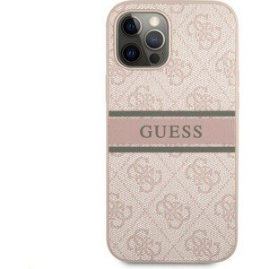 Guess PU 4G Printed Stripe kryt iPhone 12/12 Pro růžový