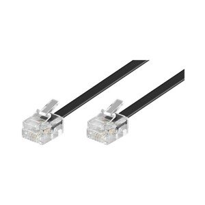 PremiumCord telefonní kabel rovný 6P4C plug - 6P4C plug černý 6m