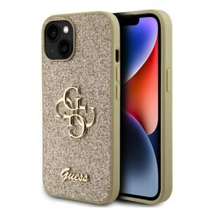 Guess PU Fixed Glitter 4G Metal Logo Zadní Kryt pro iPhone 13 gold