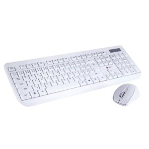 Bezdrátový set klávesnice a myši C-TECH WLKMC-01, CZ/SK rozložení, bílý