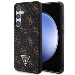 Zadní kryt Guess PU Leather 4G Triangle Metal Logo pro Samsung Galaxy S24 Plus, černý