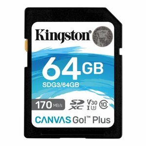Kingston Canvas Go Plus Secure Digital SDXC UHS-I U3 64GB | Class 10, rychlost 170/70MB/s (SDG3/64GB)