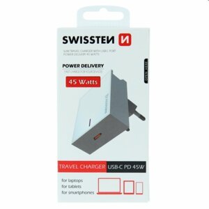 Rychlonabíječka Swissten Power Delivery 3.0 pre Apple s USB-C, 45W, bílá