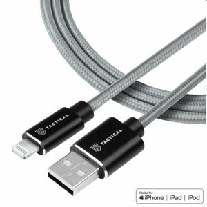 Tactical kevlarový USB-A/Lightning MFI kabel, 0.3m