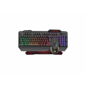 Marvo CM306, Sada klávesnice s herní myší a podložkou, CZ/SK, herní, membránová typ drátová (USB), černá, podsvícená