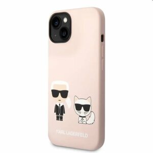 Pouzdro Karl Lagerfeld and Choupette Liquid Silicone pro Apple iPhone 14, růžové