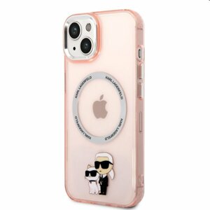 Pouzdro Karl Lagerfeld MagSafe IML Karl and Choupette NFT pro Apple iPhone 14, růžové