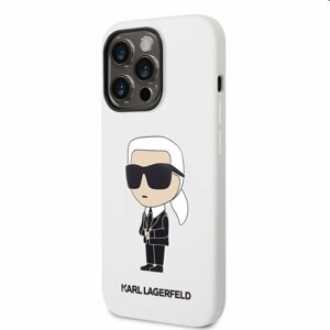 Zadní kryt Karl Lagerfeld Liquid Silicone Ikonik NFT pro Apple iPhone 14 Pro Max, bílé