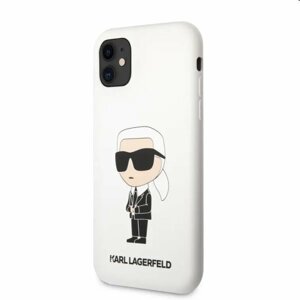 Zadní kryt Karl Lagerfeld Liquid Silicone Ikonik NFT pro Apple iPhone 11, bílé