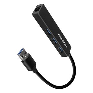AXAGON HMA-GL3A 3x USB-A+GLAN, USB3.2 Gen 1 hub, metal, 20 cm USB-A kabel