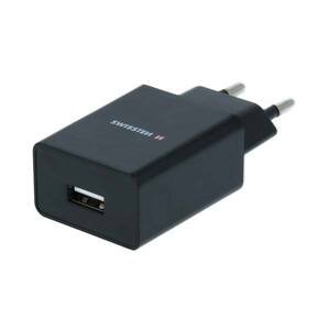 Swissten síťový adaptér Smart IC 1x USB 1A Power, černá