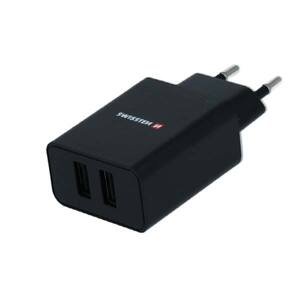 Swissten síťový adaptér Smart IC 2x USB 2,1A Power + Datový kabel USB / Lightning MFi 1,2m, černý