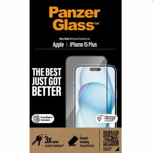 Ochranné sklo PanzerGlass UWF s aplikátorem pro Apple iPhone 15 Plus, černé