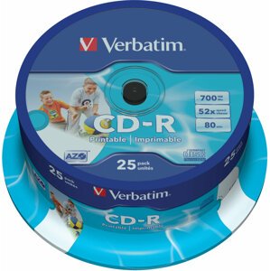 Verbatim CDR 52x 700MB Printable, Spindle, 25ks - 43439