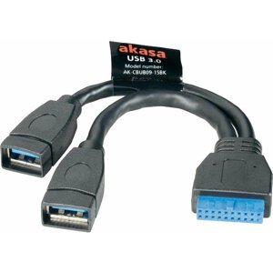 Akasa USB 3.0, interní USB kabel, 15cm - AK-CBUB09-15BK