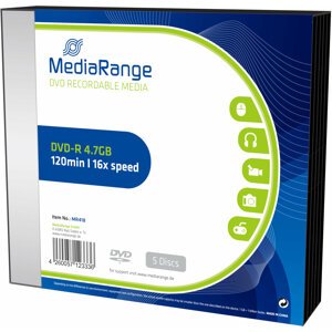 MediaRange DVD-R 4,7GB 16x, Slimcase 5ks - MR418