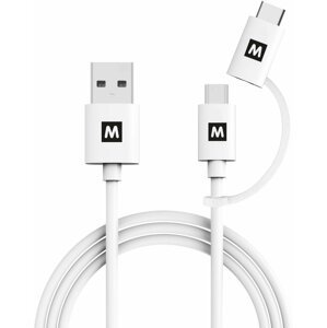 MAX MUC1101W kabel 2v1 USB/micro USB a USB Type-C, 1m, bílá - 1097798