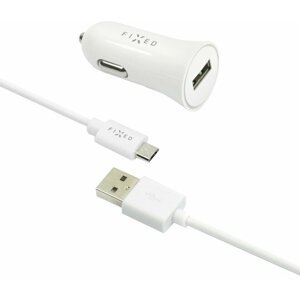 FIXED autonabíječka s odnímatelným micro USB kabelem, 2,4A, bílá - FIXCC-UM-WH