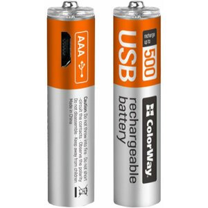 COLORWAY nabíjecí baterie AAA 400mAh/ USB/ 1.5V/ 2ks v balení - BATCW0002