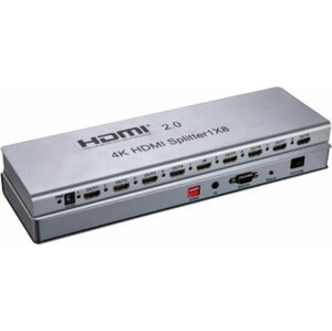 PremiumCord HDMI 2.0 splitter 1-8 portů, 4K x 2K/60Hz, FULL HD, 3D - khsplit8e