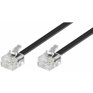 PremiumCord kabel telefonní rovný 6P4C plug - 6P4C plug 10m, černá - tk6-10b
