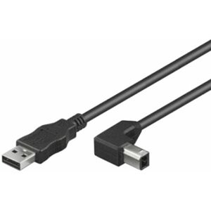 PremiumCord kabel USB 2.0, A-B, 0,5m se zahnutým USB-B konektorem 90° - ku2ab05-90
