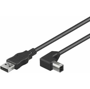 PremiumCord kabel USB 2.0, A-B, 1m se zahnutým USB-B konektorem 90° - ku2ab1-90
