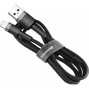 Baseus odolný nylonový kabel USB Lightning 1.5A 2M, šedá + černá - CALKLF-CG1