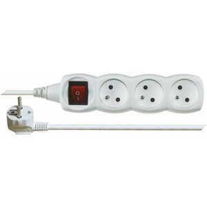 Emos prodlužovací kabel s vypínačem – 3 zásuvky, 1,5m, bílá - P13115