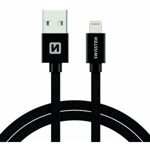SWISSTEN textilní datový kabel USB A/M Lightning, 3m, černý - 71527600