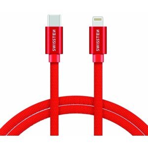 SWISSTEN textilní datový kabel USB-C - Lightning, 1,2m červený - 71525206