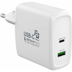 MAX MWC5300W síťová nabíječka s USB, USB/A + USB/C s funkcí QuickCharge 60W, bílá - 1395224