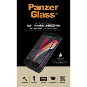 PanzerGlass Edge-to-Edge pro Apple iPhone 6/6s/7/8/SE (2020)/SE (2022), antibakteriální černá - 2679