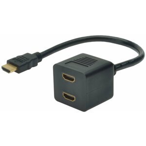 Digitus rozbočovač HDMI - 2x HDMI, M/F, pozlacené konektory, 20cm, černá - AK-330400-002-S