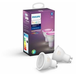 Philips žárovka Hue GU10, LED, 5.7W, Bluetooth, 16 mil. barev, 2ks - 929001953112