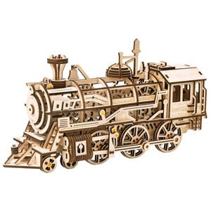 Stavebnice RoboTime - Parní lokomotiva, mechanická, dřevěná - LK701
