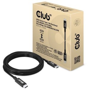 Club3D kabel USB4 Gen3x2, 8K@60Hz, Power Delivery 240W, 3m, černá - CAC-1579