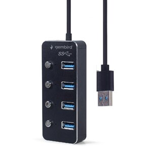 Gembird USB HUB 4-portový USB 3.1 Gen1, s vypínači - UHB-U3P4P-01